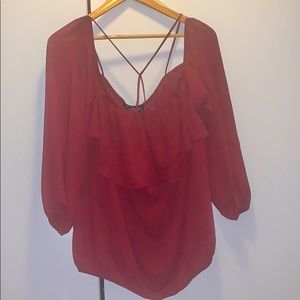 Burgundy top 2X 3/4 sleeve